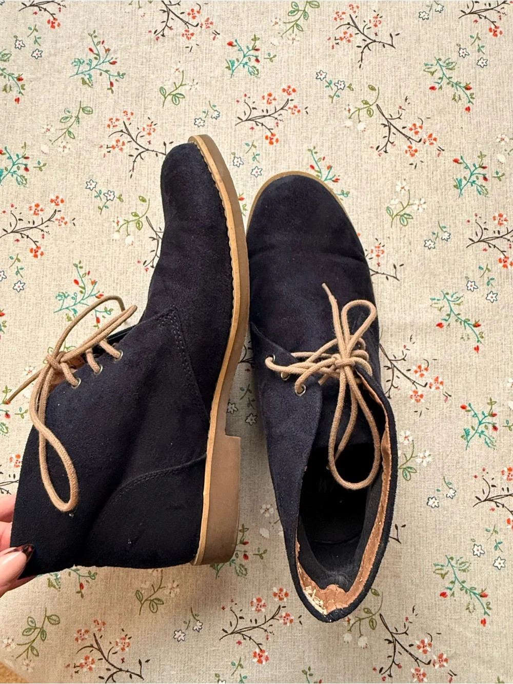 H&M Navy Suede Chukka Boots with Tan Laces